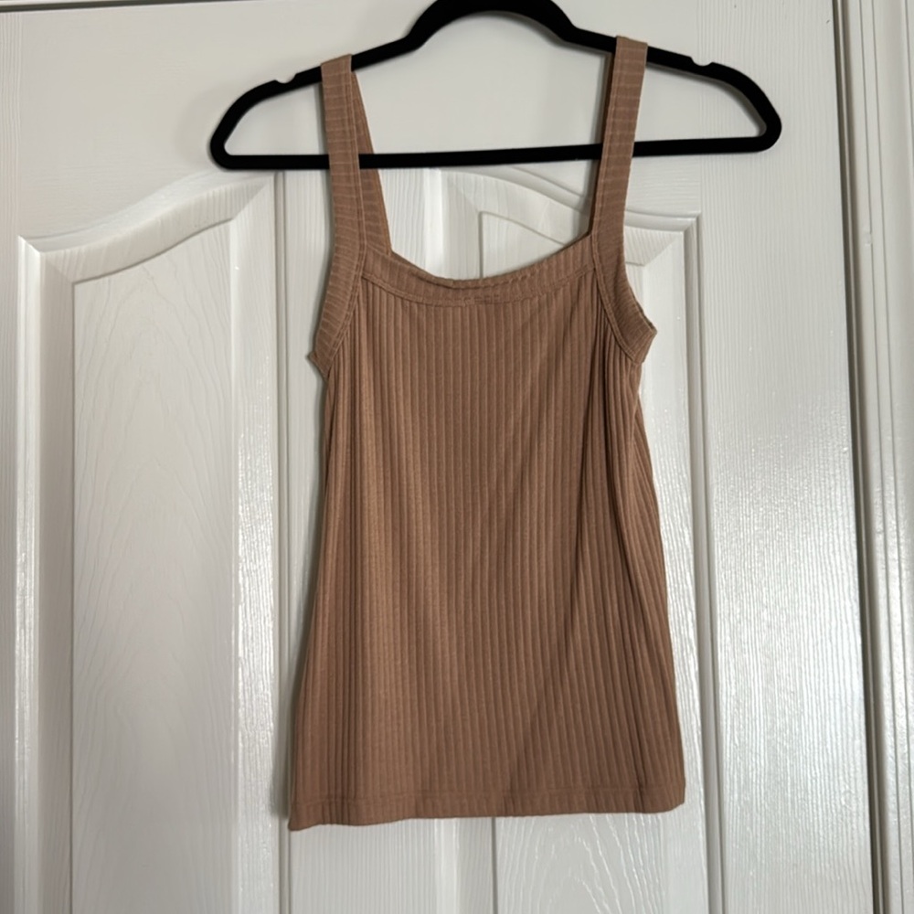 Elan Brown Ribbed Tank Top - Picture 4 of 5